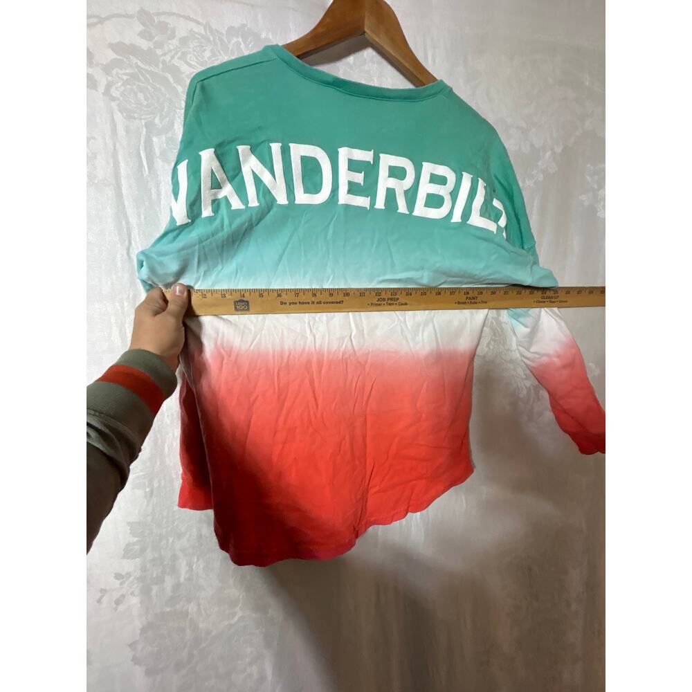 Vanderbilt Spirit Jersey Small Teal Coral Tie Die Ombre Long Sleeve - Picture 4 of 9